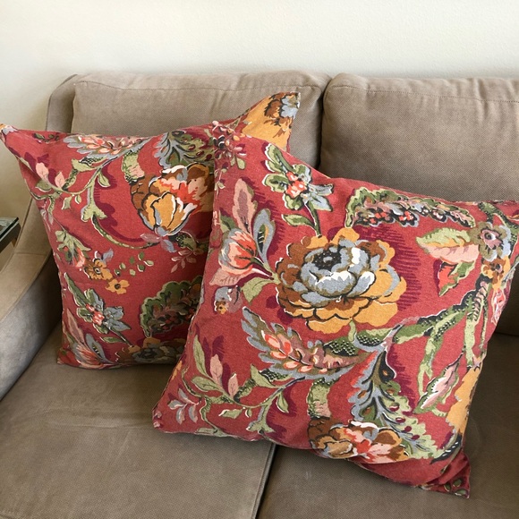 red floral pillows